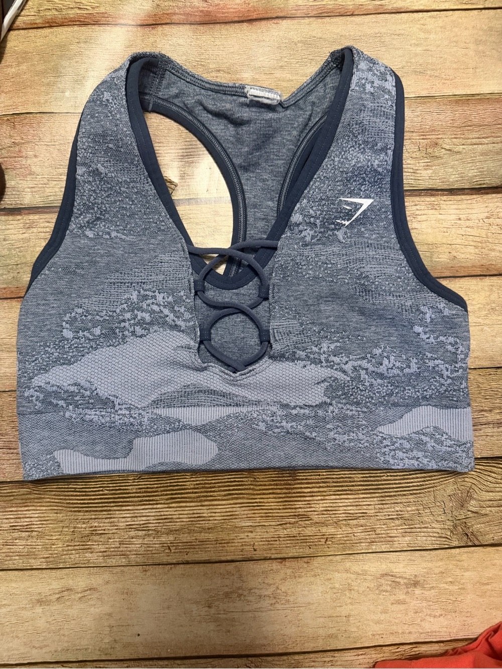Gymshark Women's Lace-Up Seamless Sports Bra in Heather Gray-Blue